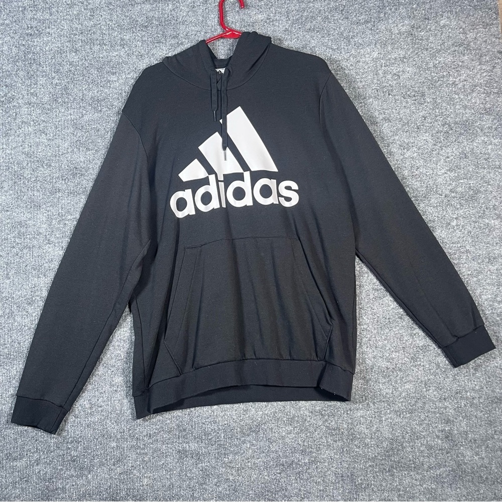 Adidas Men’s XL Black White‎ Logo Hoodie Streetwear Casual Sweatshirt